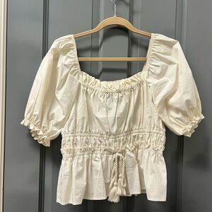 Moon River Cream Puff Sleeve Blouse